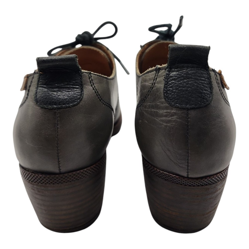 Pikolinos Gray Leather Oxford Heels Lace Up 6.5 Classic - Picture 9 of 12